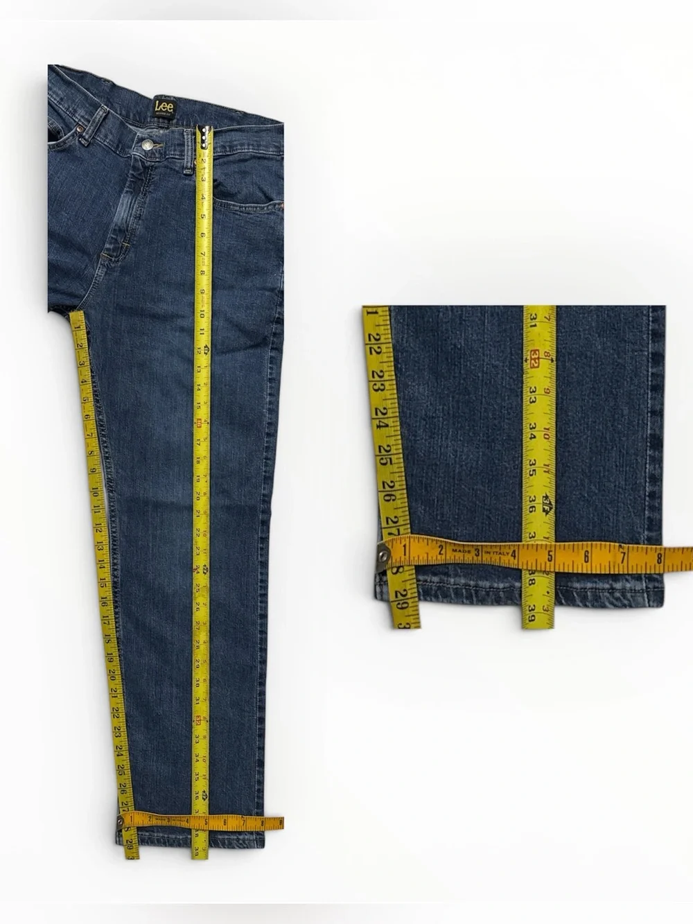 Lee Relaxed Fit Jeans Men Blue Straight Leg Stretch Denim Casual Classic 32x29
